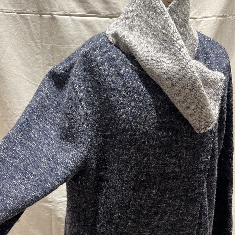 Kenar wool wrap long jacket. Blue grey, size large. - Picture 4 of 10